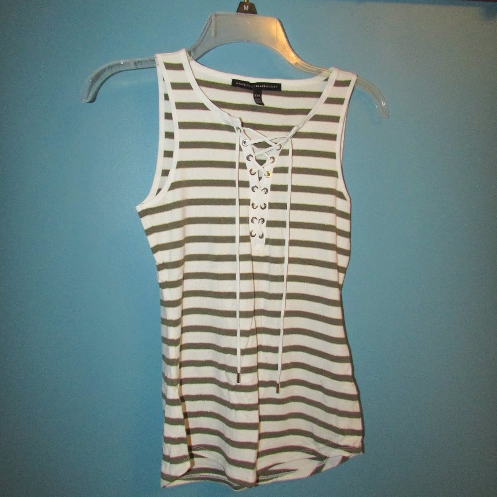 *5 for $25 Bundle Option* WHBM striped Miami Lace-Up Tank Top - Picture 2 of 6